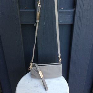 Foley + Corinna Cache Wristlet/Crossbody in genuine Grey Leather Brand New